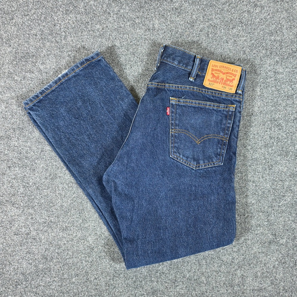 Levis 517 Mens Dark Wash Bootcut Jeans Blue Denim Tagged 36x30 Actual 34x30